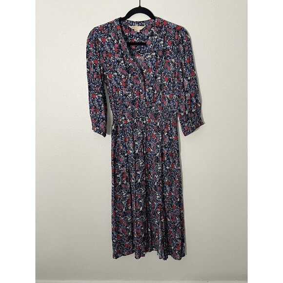 Mauvette Floral Midi Dress With Pockets Size Medium - Picture 1 of 16